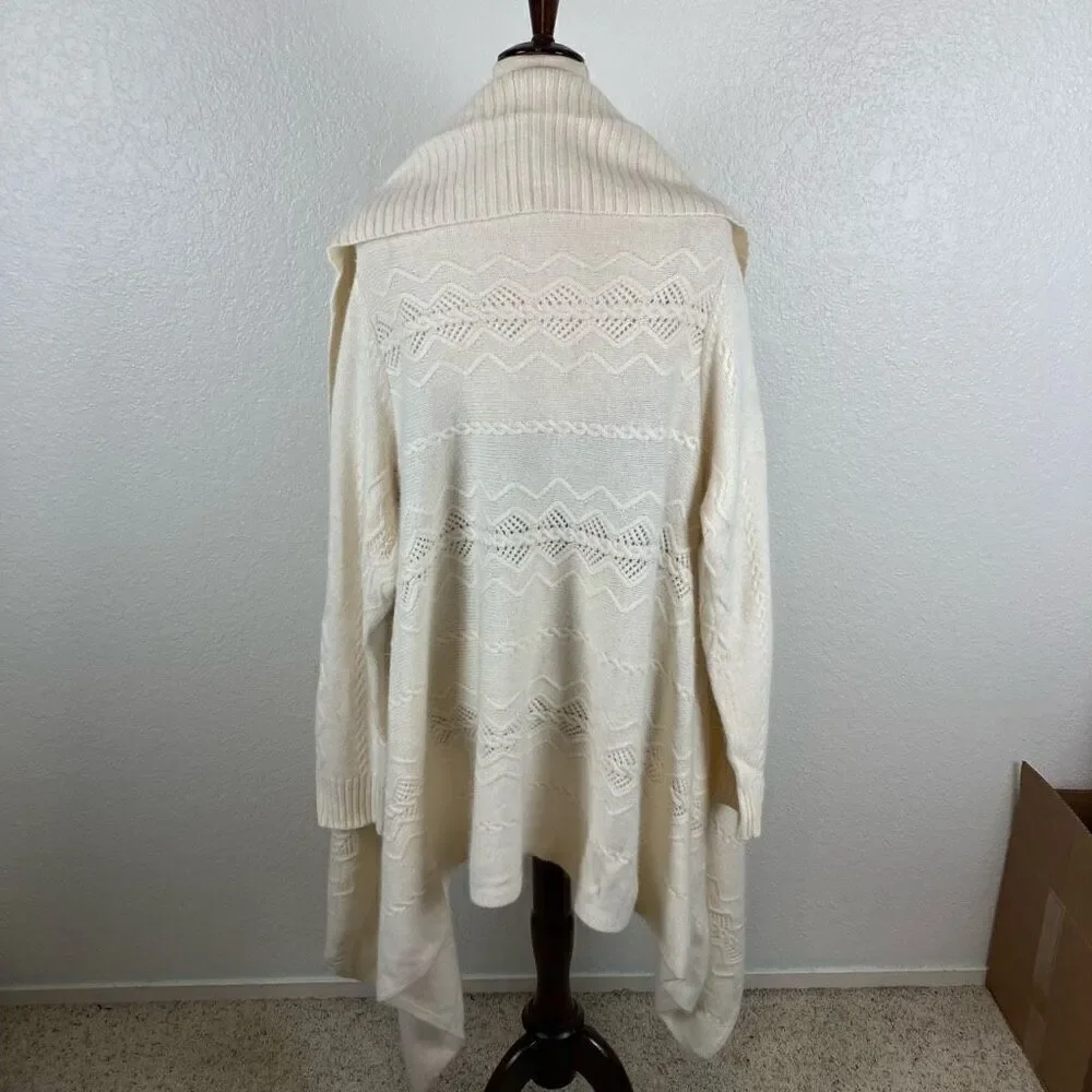 Jones New York Signature women’s 1X angora blend cream knit cardigan sweater NEW